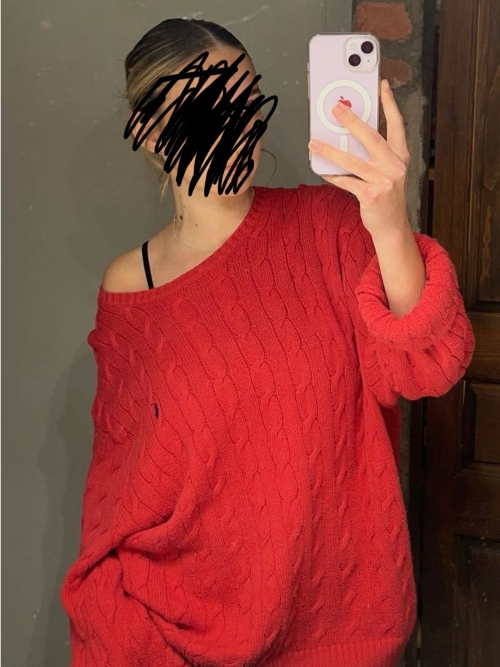 Polo by Ralph Lauren Coral Cable-Knit Off-Shoulder Sweater